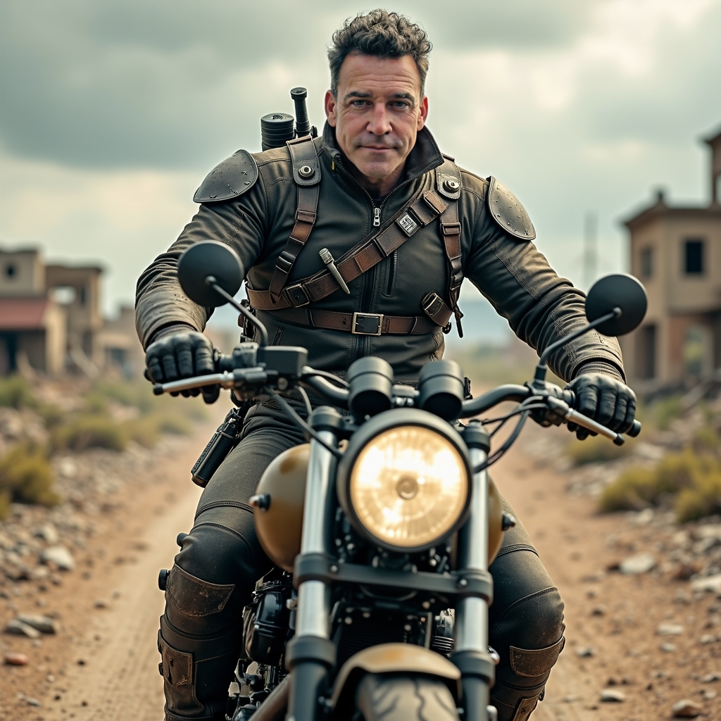 photograph of jon407 man riding a powerf-FLUX TRAI